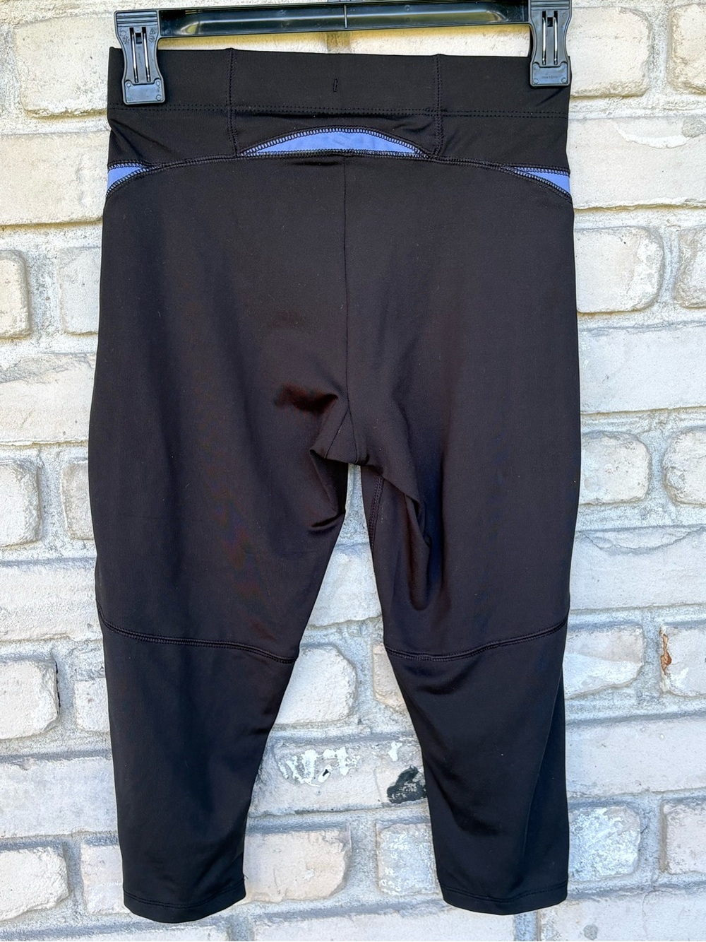 Hind Black Cropped Leggings with Blue Trim